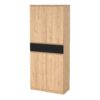 NAIA Shoe Cabinet with 4 Doors 1 Drawer in Jackson Hickory Oak & Black - Image 4