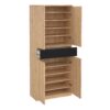 NAIA Shoe Cabinet with 4 Doors 1 Drawer in Jackson Hickory Oak & Black - Image 6