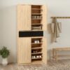 NAIA Shoe Cabinet with 4 Doors 1 Drawer in Jackson Hickory Oak & Black - Image 8