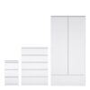 NAIA Package inc. Bedside 3 Drawers, Chest of 5 Drawers, Wardrobe 2 Doors 1 Drawer in White High Gloss