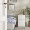 NAIA Package inc. Bedside 3 Drawers, Chest of 5 Drawers, Wardrobe 2 Doors 1 Drawer in White High Gloss - Image 8