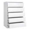 NAIA Package inc. Bedside 3 Drawers, Chest of 5 Drawers, Wardrobe 2 Doors 1 Drawer in White High Gloss - Image 6