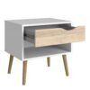 OSLO Package inc. Bedside 1 Drawer, Chest of 5 Drawers (2+3) & Wardrobe 2 Doors 2 Drawers in White & Oak - Image 3