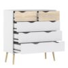 OSLO Package inc. Bedside 1 Drawer, Chest of 5 Drawers (2+3) & Wardrobe 2 Doors 2 Drawers in White & Oak - Image 6