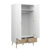 OSLO Package inc. Bedside 1 Drawer, Chest of 5 Drawers (2+3) & Wardrobe 2 Doors 2 Drawers in White & Oak - Image 9