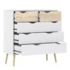 OSLO Package inc. Bedside 1 Drawer, Chest of 5 Drawers (2+3) & Wardrobe 3 Doors 3 Drawers in White & Oak - Image 6