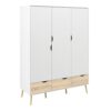 OSLO Package inc. Bedside 1 Drawer, Chest of 5 Drawers (2+3) & Wardrobe 3 Doors 3 Drawers in White & Oak - Image 8