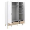 OSLO Package inc. Bedside 1 Drawer, Chest of 5 Drawers (2+3) & Wardrobe 3 Doors 3 Drawers in White & Oak - Image 9