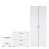 PEPE Package inc. Bedside 2 Drawers, Chest of 4 Drawers & Wardrobe 2 Doors in Oak & White High Gloss