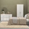 PEPE Package inc. Bedside 2 Drawers, Chest of 4 Drawers & Wardrobe 2 Doors in Oak & White High Gloss - Image 11