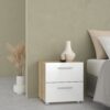 PEPE Package inc. Bedside 2 Drawers, Chest of 4 Drawers & Wardrobe 2 Doors in Oak & White High Gloss - Image 4