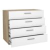 PEPE Package inc. Bedside 2 Drawers, Chest of 4 Drawers & Wardrobe 2 Doors in Oak & White High Gloss - Image 7