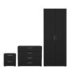 PEPE Package inc. Bedside 2 Drawers, Chest of 4 Drawers & Wardrobe 2 Doors in Black