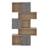 MAZE Asymmetrical Bookcase with 3 Doors in Jackson Hickory & Concrete - Image 2