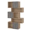 MAZE Asymmetrical Bookcase with 3 Doors in Jackson Hickory & Concrete - Image 3