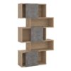 MAZE Asymmetrical Bookcase with 3 Doors in Jackson Hickory & Concrete - Image 4