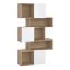MAZE Asymmetrical Bookcase with 3 Doors in Jackson Hickory & White High Gloss