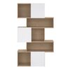 MAZE Asymmetrical Bookcase with 3 Doors in Jackson Hickory & White High Gloss - Image 2