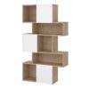 MAZE Asymmetrical Bookcase with 3 Doors in Jackson Hickory & White High Gloss - Image 3