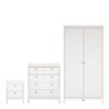MADRID Package inc. Bedside Table with 2 Drawers, Chest 3+2 Drawers and Wardrobe with 2 Doors in White