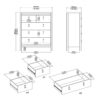 MADRID Package inc. Bedside Table with 2 Drawers, Chest 3+2 Drawers and Wardrobe with 2 Doors in White - Image 9