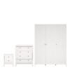 MADRID Package inc. Bedside Table with 2 Drawers, Chest 3+2 Drawers & Wardrobe with 3 Doors in White