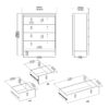 MADRID Package inc. Bedside Table with 2 Drawers, Chest 3+2 Drawers & Wardrobe with 3 Doors in White - Image 9