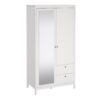 MADRID Wardrobe with 1 Door 1 Mirror Door and 2 Drawers in White