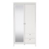 MADRID Wardrobe with 1 Door 1 Mirror Door and 2 Drawers in White - Image 2