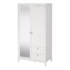 MADRID Wardrobe with 1 Door 1 Mirror Door and 2 Drawers in White - Image 3