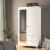 MADRID Wardrobe with 1 Door 1 Mirror Door and 2 Drawers in White - Image 6
