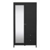 MADRID Wardrobe with 1 Door 1 Mirror Door and 2 Drawers in Matt Black - Image 2