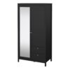 MADRID Wardrobe with 1 Door 1 Mirror Door and 2 Drawers in Matt Black - Image 3
