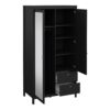 MADRID Wardrobe with 1 Door 1 Mirror Door and 2 Drawers in Matt Black - Image 5