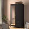 MADRID Wardrobe with 1 Door 1 Mirror Door and 2 Drawers in Matt Black - Image 7