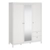 MADRID Wardrobe with 2 Doors 1 Mirror Door and 2 Drawers in White