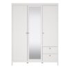 MADRID Wardrobe with 2 Doors 1 Mirror Door and 2 Drawers in White - Image 2