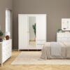MADRID Wardrobe with 2 Doors 1 Mirror Door and 2 Drawers in White - Image 6