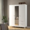 MADRID Wardrobe with 2 Doors 1 Mirror Door and 2 Drawers in White - Image 7