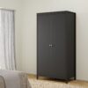 MADRID Package inc. Bedside Table with 2 Drawers, Chest 3+2 Drawers, Wardrobe with 2 Doors in Matt Black - Image 12