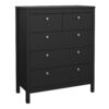 MADRID Package inc. Bedside Table with 2 Drawers, Chest 3+2 Drawers, Wardrobe with 2 Doors in Matt Black - Image 6