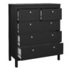 MADRID Package inc. Bedside Table with 2 Drawers, Chest 3+2 Drawers, Wardrobe with 2 Doors in Matt Black - Image 7
