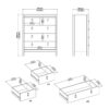 MADRID Package inc. Bedside Table with 2 Drawers, Chest 3+2 Drawers, Wardrobe with 2 Doors in Matt Black - Image 9