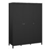MADRID Package inc. Bedside Table with 2 Drawers, Chest 3+2 Drawers & Wardrobe with 3 Doors in Matt Black - Image 10