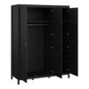 MADRID Package inc. Bedside Table with 2 Drawers, Chest 3+2 Drawers & Wardrobe with 3 Doors in Matt Black - Image 11