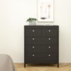 MADRID Package inc. Bedside Table with 2 Drawers, Chest 3+2 Drawers & Wardrobe with 3 Doors in Matt Black - Image 8