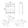 MADRID Package inc. Bedside Table with 2 Drawers, Chest 3+2 Drawers & Wardrobe with 3 Doors in Matt Black - Image 9