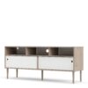 ROME TV Unit with 2 Sliding Doors in Jackson Hickory Oak & White - Image 2