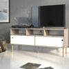 ROME TV Unit with 2 Sliding Doors in Jackson Hickory Oak & White - Image 10