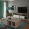 ROME TV Unit with 2 Sliding Doors in Jackson Hickory Oak & White - Image 11